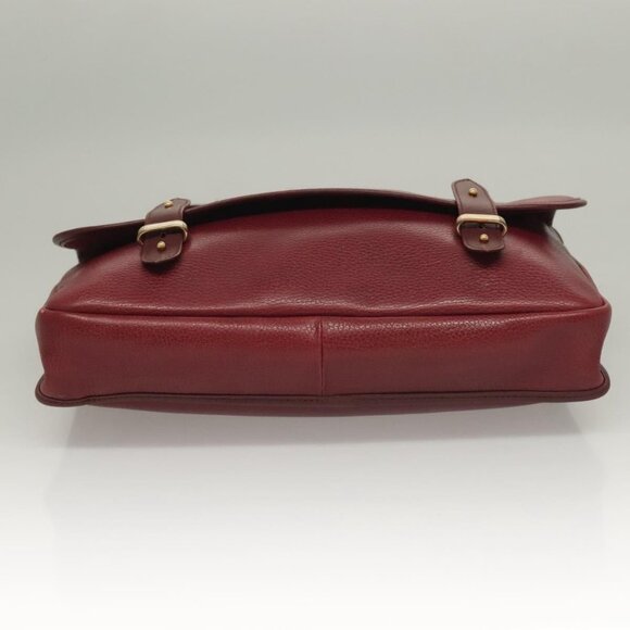 CARTIER Briefcase Leather Bordeaux Gold Auth - Picture 7 of 16